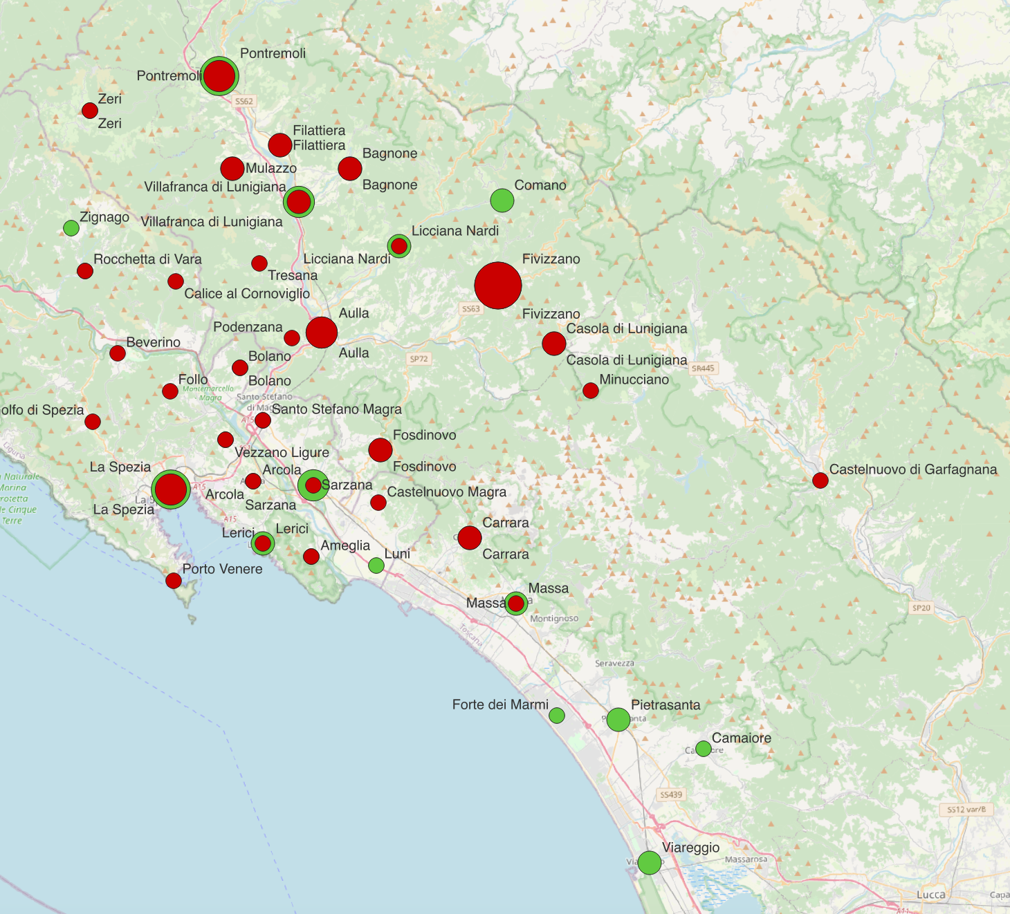 Comuni lunigianesi dper origine familiare e soggiorno
